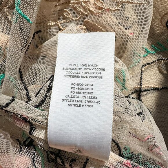 Aritzia Babaton Sheer Abstract Print Button Down Short Sleeve Shirt Embroidered - Picture 5 of 9